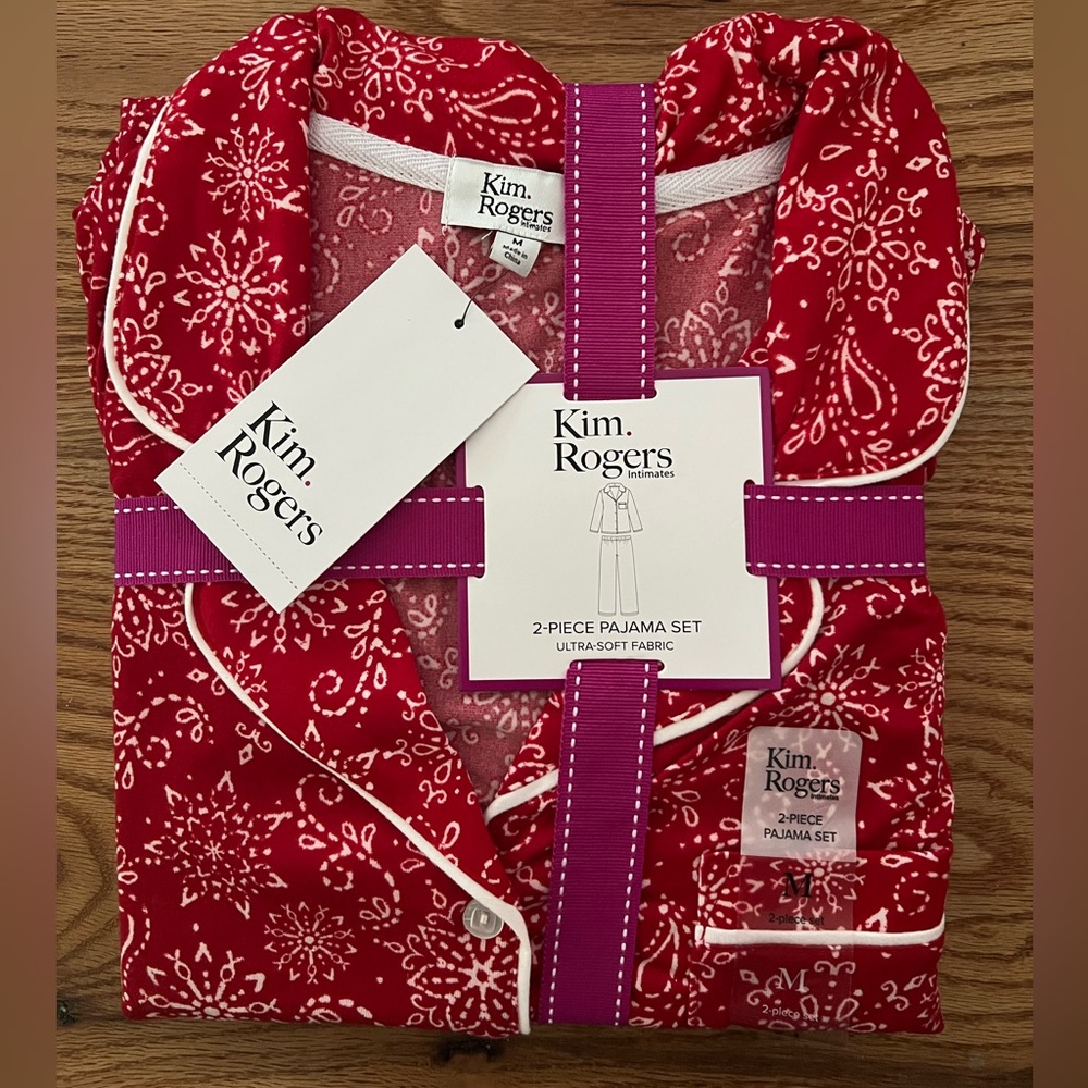 Kim Rogers Red and White Snowflake Pajama Set